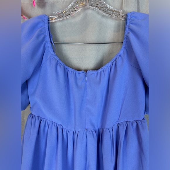 Blue Blush Blue Off the Shoulder Sacred Lotus Romper- Sz Medium - Picture 7 of 10